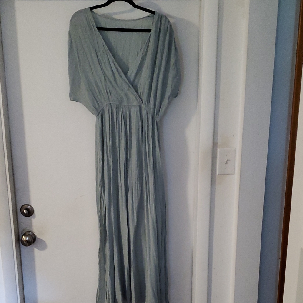 Cupshe Green Dolman Sleeve Wrap Maxi Dress